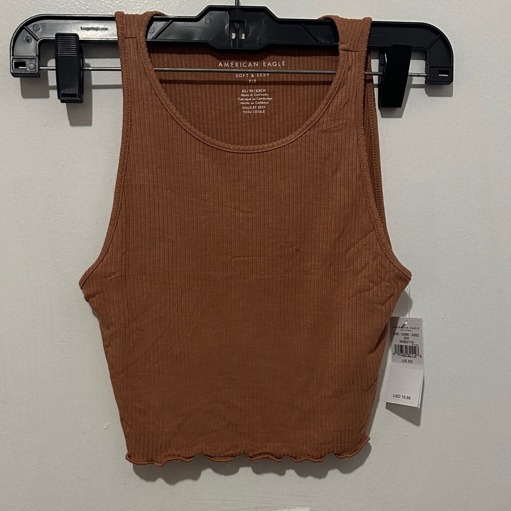 American Eagle Outfitters Rust Ribbed Tank Top